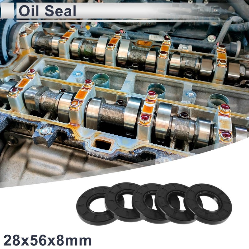 RATCHROLL ختم زيت حلقة ختم TC ختم رمح دوار 28x56x8 مم ضغط عالي مطاط نيتريل أسود 5 قطع - Image 2